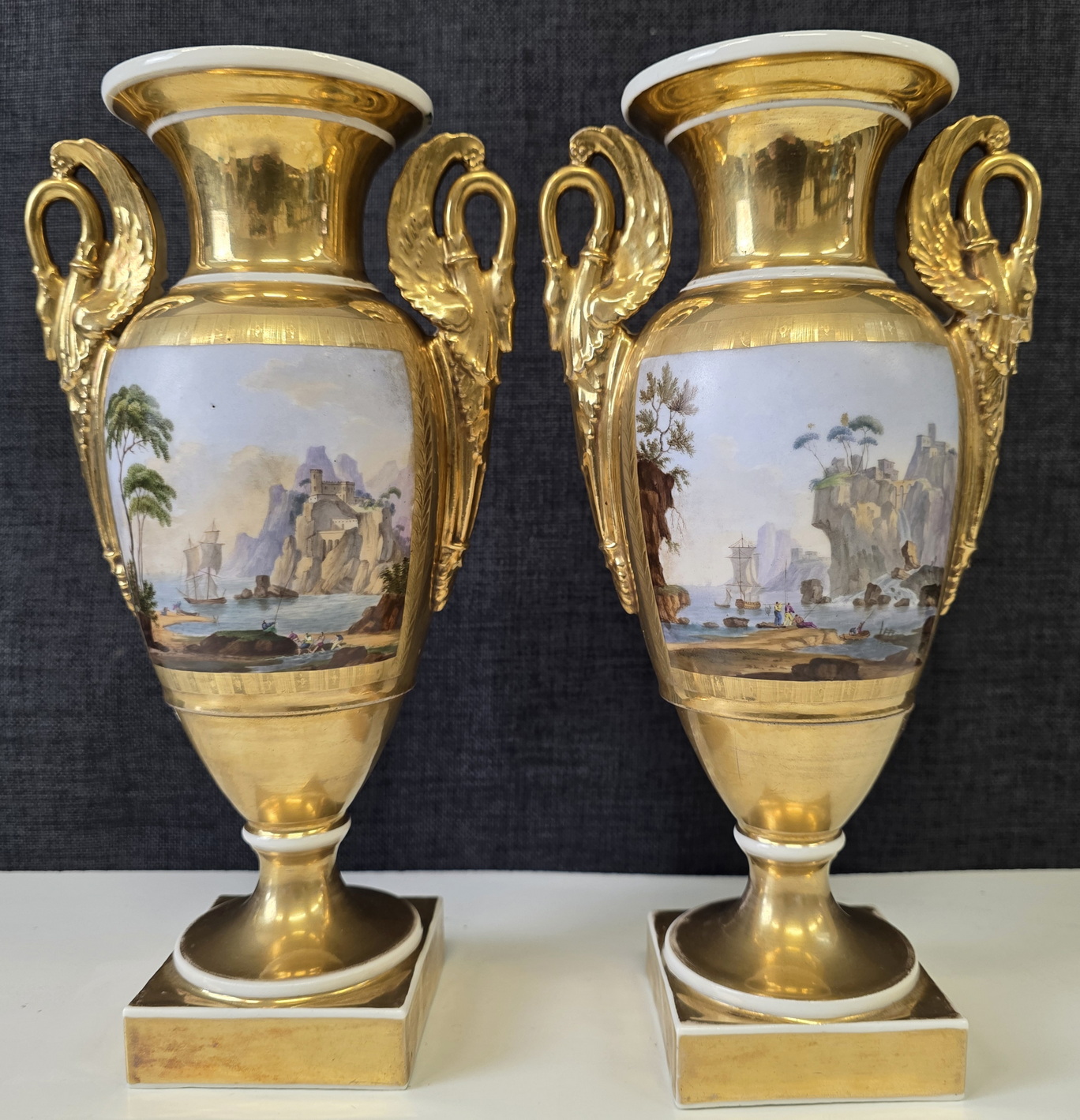 A pair of Paris Porcelain Empire Vases A pair of Paris Porcelain Empire Vases